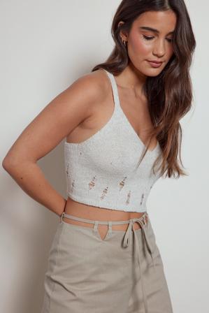 NA-KD Trend Corset en tricot à bretelles - Strap & Tie Tops - OffBlanc - X-Large