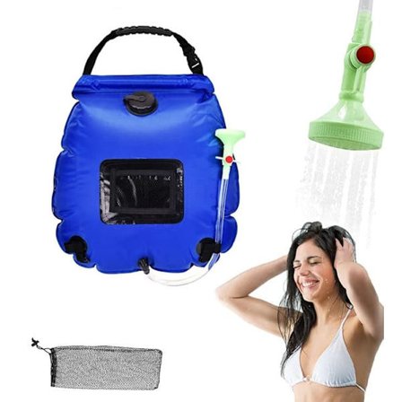 Aurinkolämmitteinen retkisuihku 20L – Ulkosuihku lämpötilanäytöllä, vesisäkki vaellukseen ja rannalle