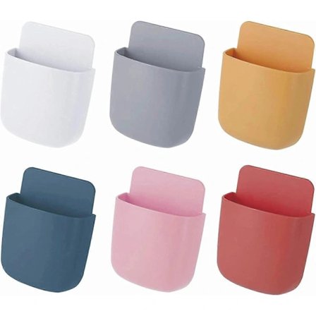 6 stk. Multifunktionel Opbevaringsboks Beholder, Vægmonteret Organizer Boks til Mobiltelefon Opladningsstativ til Hjem og Kontor