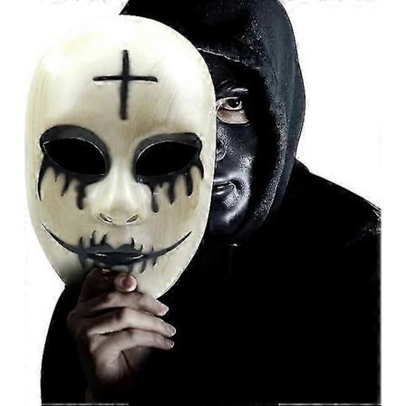 The Purge Anarchy Ondskefull Smiley Mask Skräck Mördare GUD Mask Halloween Film Kostym Cosplay Mask-lingling}