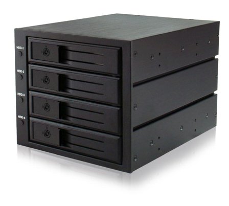 ICY BOX IB-564SAS-12G, Backplane, 4x 3,5" SAS/SATA (I/II/III) HDD in 3x 5,25" Einschübe, Hot Swap, trägerloser HDD Einbau, MiniSAS Connector, Lüfter