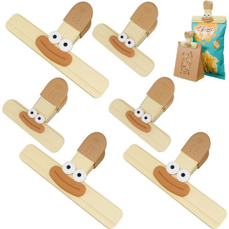 Chipsklemmer, poseklemmer til opbevaring af mad med lufttæt greb til brødposer, snackposer og madposer, 6-pak kraftige store og små brødklemmer