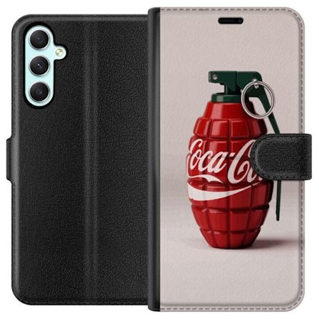 Kompatibelt Plånboksfodral till Samsung Samsung Galaxy A34 Konstnärlig illustration av Coca Cola granat i rött och grönt, pop art inspirerat motiv