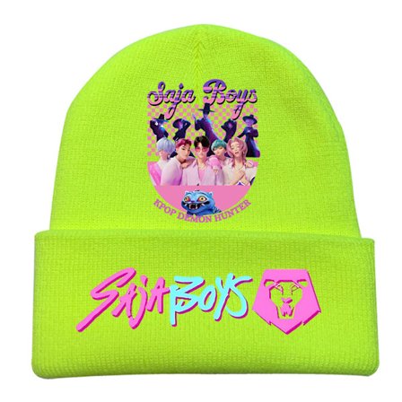 KPOP DEMON HUNTER ambient strikket lue krøllete ulllue trykt beanie utendørs kald lue voksen Fluorescerende Gul-4[GKS] Fluorescerende Gul-4 One size