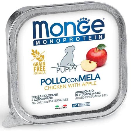 Monge Monoprotein Puppy Pollo Con Mela Cibo Umido Per Cani