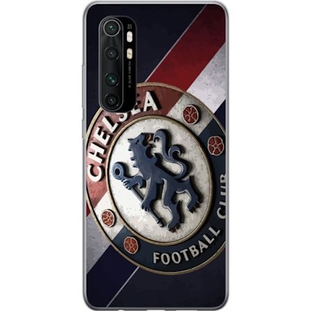 Xiaomi Mi Note 10 Lite Genomskinligt Skal Chelsea FC-emblem i 3D-stil med blå, vita och röda detaljer som ger ett kraftfullt och elegant sportmotiv