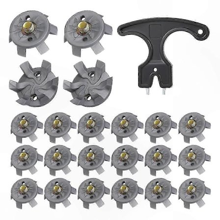 30 stk Golf Spikes Sett med Metallgjenger Skrue & Skiftenøkkel - 6mm Erstatnings Golfknotter for Sko
