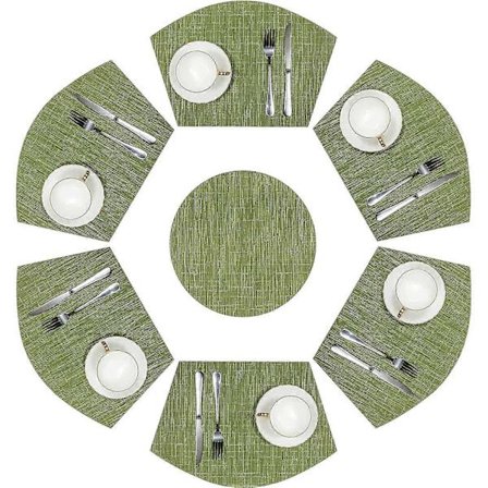 Sett med 7 runde bordbrikker Gree