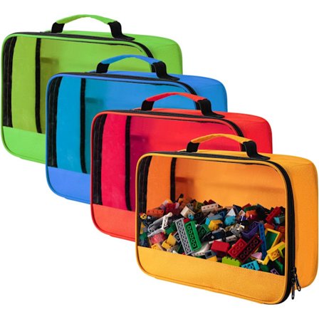 4-pak Klassiske Klodser Byggelegetøj Opbevaringsposer - Rejsetaske til Byggeklodser & Puslespil