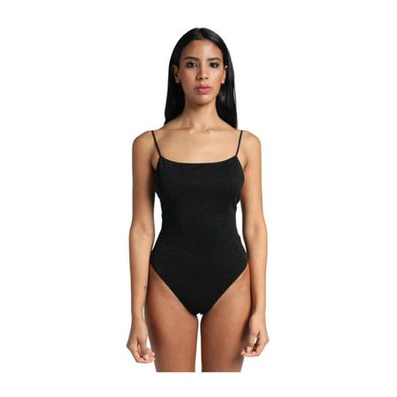 Circus Hotel Full Lurex costume with thin straps Sort, Dame Bodystockings