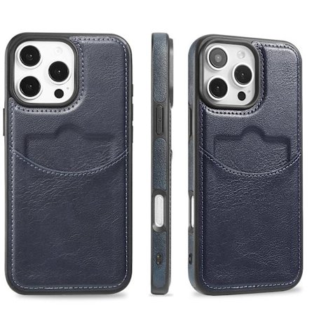 Slimmat Kortfacksskal i Läder kompatibel med Iphone 16 pro max