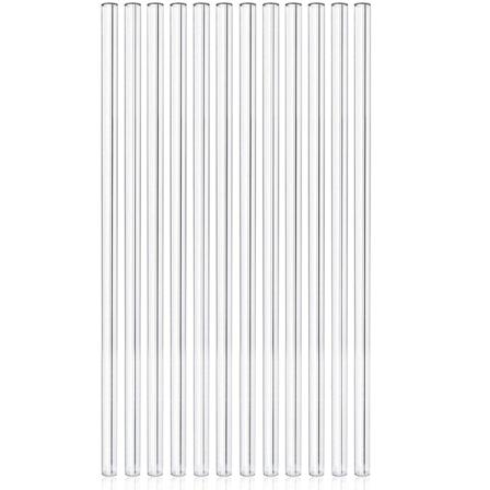 Återanvändbara glasstrån, klara, 12-pack med 4 rengöringsborstar