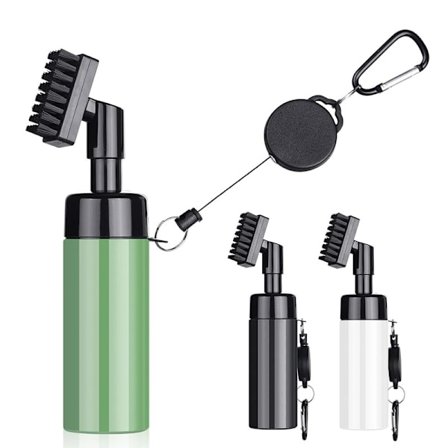 Golfklubba Borste Rengörare med Inbyggd Vattenspruta och Krok, Spårrengöringsborste för Golfklubba Våtservett, Present till Män (Grön 1)