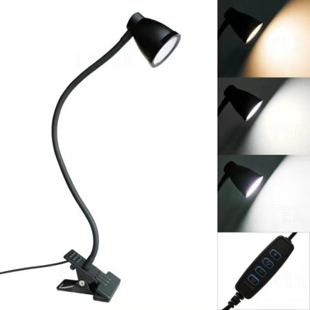 Dæmpbar LED læselampe/klem lampe 3000-6500K