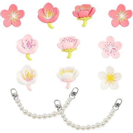 10 kreative blomstersko spænde patches, med 2 anti-perle sko kæder, tredimensionelle blomst kronblad sko dekorationer, sandal dekoration elementer, 
