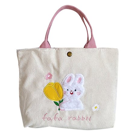 Söt Gul Blomma Handväska Liten Tygväska Trendig Förtjockad Mönster Tryckknapp Stängning för Shopping Pendling