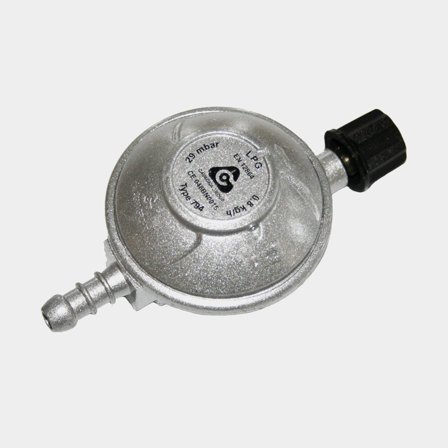 Reduktionsventil, til 30 mbar, passer til 2012 gasflaske med slange