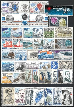 TAAF - 47 forskellige frimærker 1956-1986 - Postfrisk