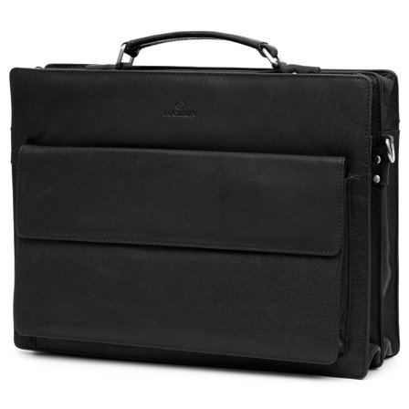 Montreal Black Compact Leather Briefcase for Men - Leather bags
