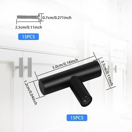 15 stk T-håndtak Skaphåndtak Enkelt Hull T-type Rustfritt Stål
