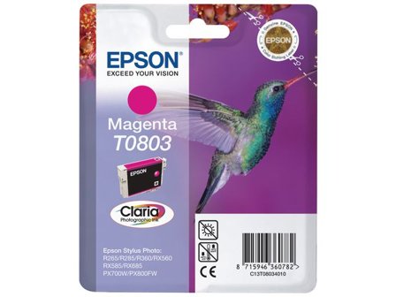 Epson Bläckpatron T0803, C13T08034010, Hummingbird, Claria Photographic-bläck, magenta, singelförpackning - Lyreco - Toner och bläck - Bläckpatroner -