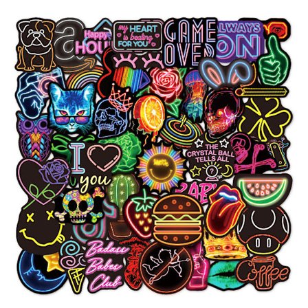 Neon klistermærker 50 ark kreativ graffiti vandtæt dekoration