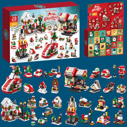 24 STK Jule-adventskalender 2023 Byggeklosser Figurer Nedtellingsleker Juleoverraskelsesgaver til barn