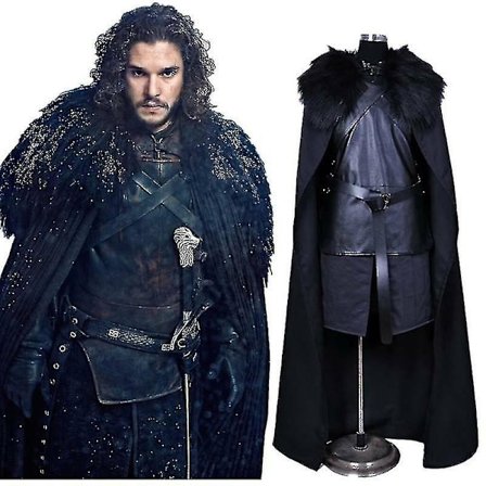 Game Of Thrones Jon Snow Kostyme Herre Fancy Dress Cape Set Festantrekk_y
