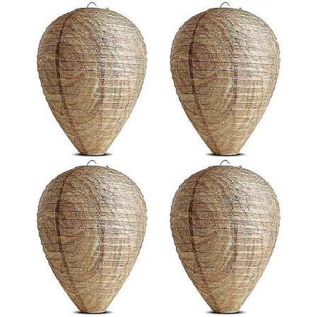 4 stk. hængende hvepsebo-lokkemad falsk fælde papir lokkemad ikke-giftig effektiv afskrækkende bi-gedehams falsk rede til hjem og have udendørs