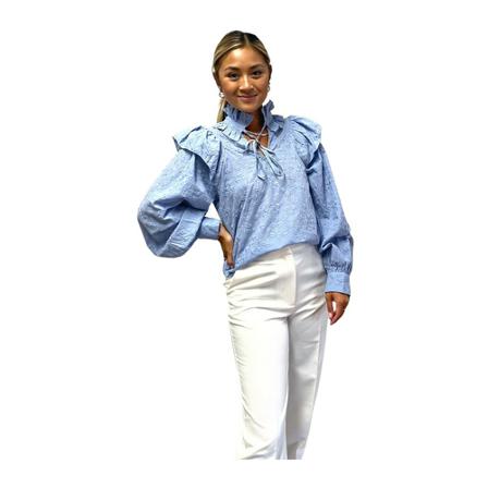A-View, Dorit blouse Av 3422-1 Blauw, Dames, Maat:M,Katoen