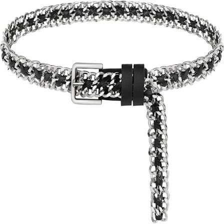 Sølv Svart Metall Punk Belter Lær Kjede Midjebelte for Kvinner Kjoler