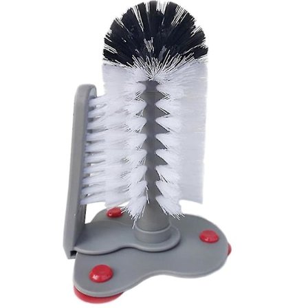 Dobbeltsidig glassbørste med sugekopp, rengjøring, roterende flaske