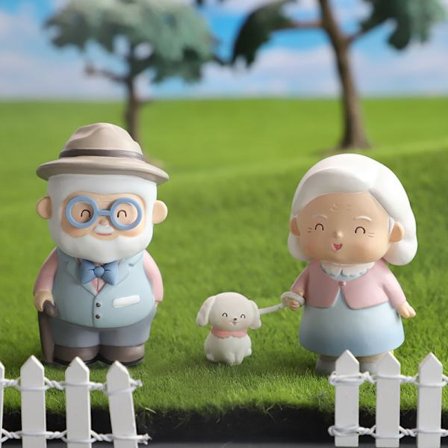 Par som går med hunden går den gamle mannen och den gamla kvinnan tog ut