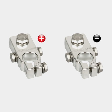 Polklemmen Skyllermarks M/L, minus & plus, 2 x M6 + 1 x M8, max 35 / 120 mm², 2-pack - Boot