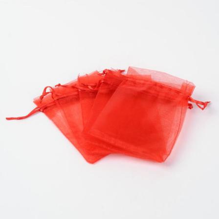 50 St Handsydda Röda Organza Påsar C:a12 X 9 Cm.