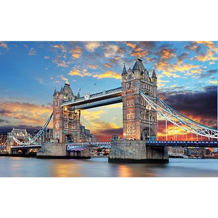 London Tower Bridge Pussel för Vuxna 1000 Bitar, Vuxna Barn Tower Bridge Intellektuell Pedagogisk Leksak DIY Samlarobjekt Modern Heminredning