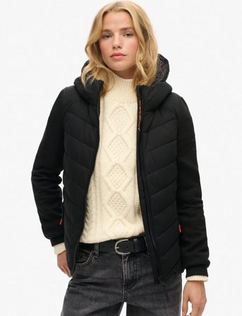 Superdry Hood Storm Hybrid Padded Jkt - Black - 10