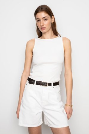 CAMILLA PIHL - Peggy Rib Boatneck Top - Off-White SizeS