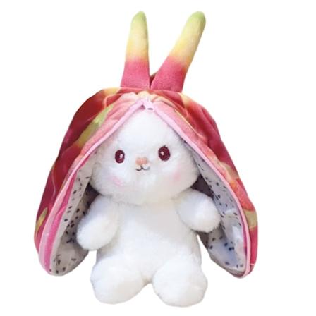 18cm Kanin Plyschleksak med Blixtlås Vattenmelon Ananas Kiwi Frukt Djur Plyschleksaker Ornament Fluffig Fylld Djur Cartoon Kanin Dock Barnleksak (FMY)