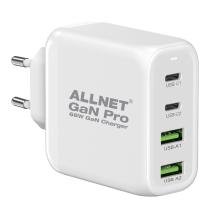 ALLNET Ersatznetzteil QC USB-C PD GaN Netzteil Power Supply 68 Watt 2x USB Typ-A QC, 2x USB Typ-C**EU PLUG**
