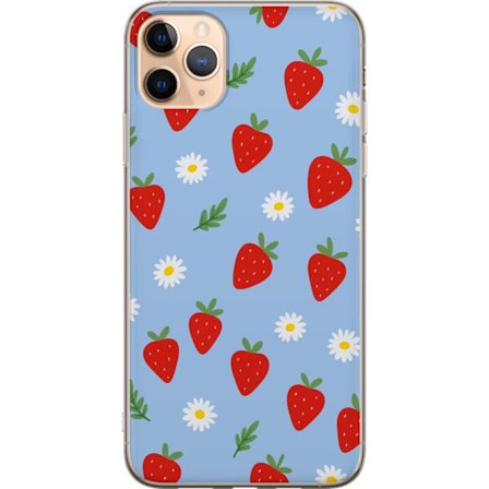 Kompatibelt Mobildeksel til Apple iPhone 11 Pro Max Jordbær jordbær utskrift sommer bær blomster prestekrager svensk midsommar retro design kjøkken