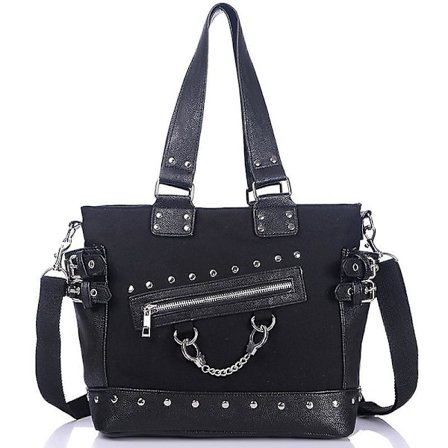 Tote Håndtaske Skuldertaske Crossbody Taske Nitte Lærred Punk Pung Rejsetaske
