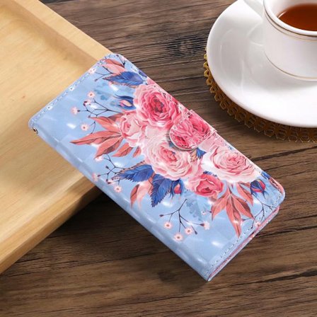 Etui til Samsung A12 5G ed Blomster Malt Trykk Lær Kortspor Lommebok