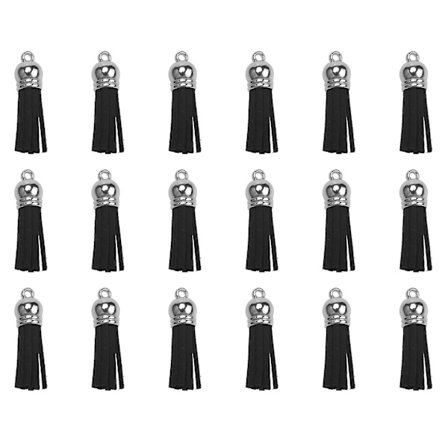 100 st Tofsar Konstläder Tofshängen Dekoration För Tillverkning (svart)