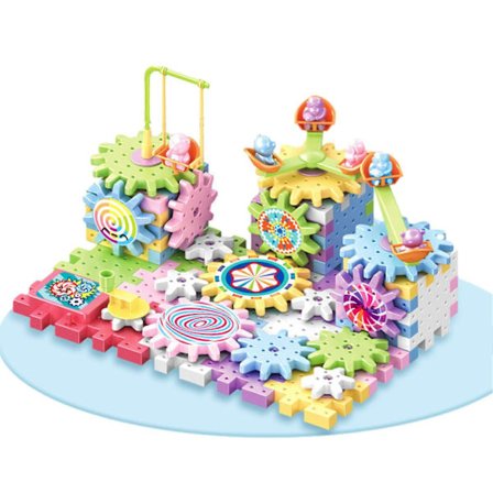 Elektrisk Byggsats med Kugghjul för Barn, Hållbar Pedagogisk Pusselleksak för Pojkar, Flickor och Barn 83 delar