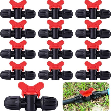 20 stängningsventiler för droppbevattning, 16 mm slangkopplingar