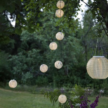 Aurinkokennovaloketju Beige riisipallo 10 LED lämmin valkoinen