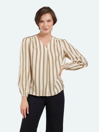 BRANDTEX - Bluse - Khaki Mix - Elastisk Kant