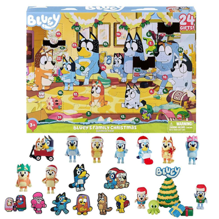 Bluey julefest adventskalender 24 dages nedtællingskalendere, tegneseriefigurer Dukkeoverraskelse Blindboksgaver A