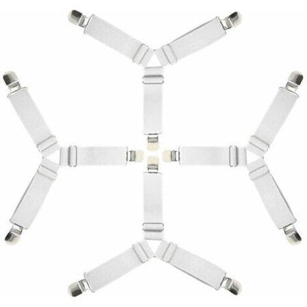 Lagenstropper 4 stk. Lagenbånd Trekant Elastisk Madrasclips Justerbar Lagenstrammer Seler Madrasrem (hvid)